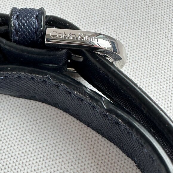 Calvin Klein Tessie Small Crossbody Navy Combo Split Leather Flap Bag - Picture 4 of 11